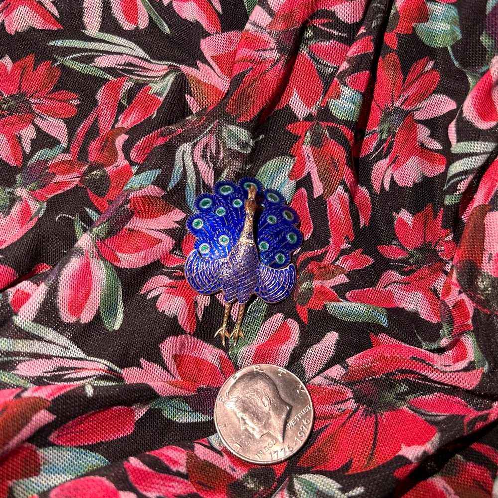 One of a kind Vintage S925 peacock brooch - Picture 5 of 8